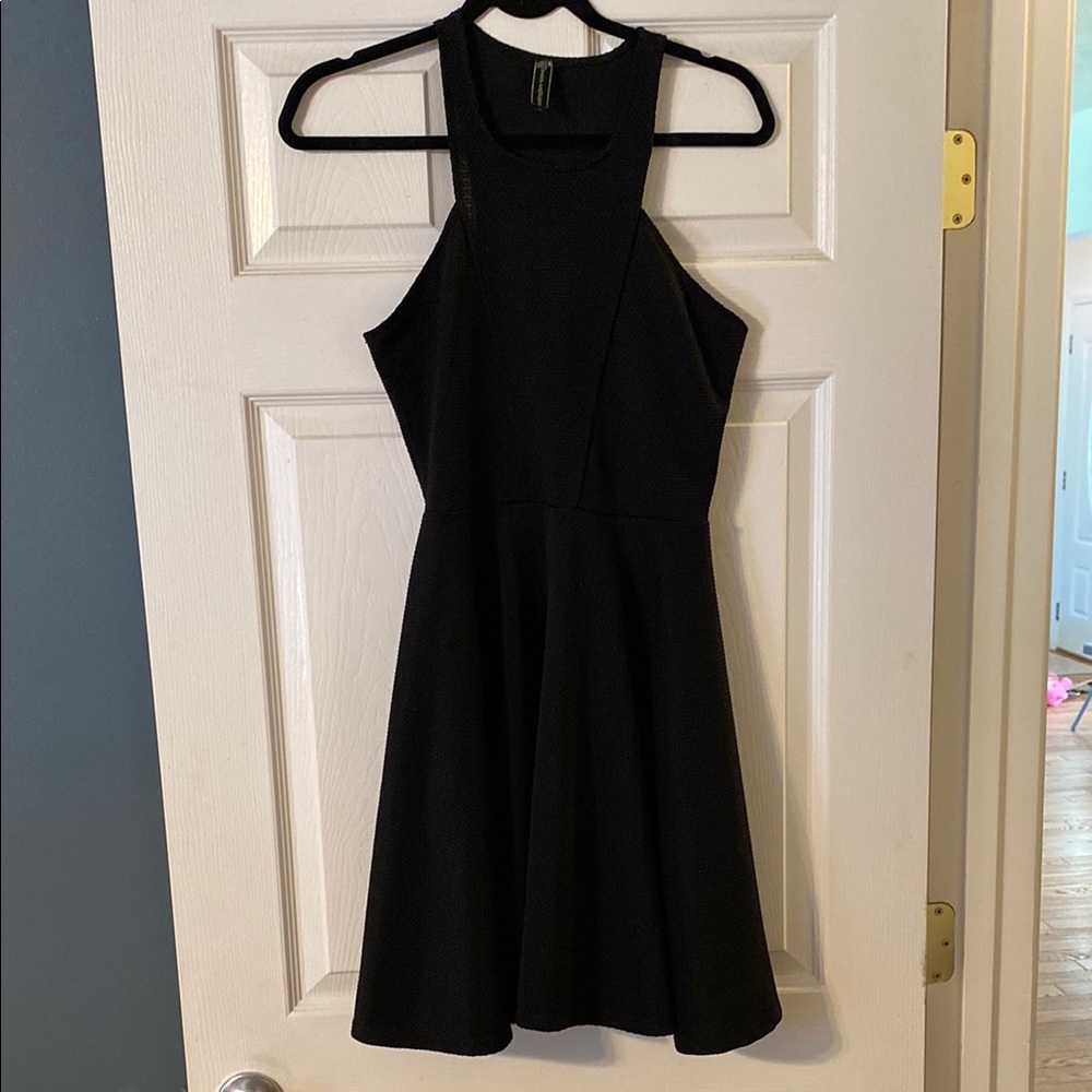 Poof Couture Black Halter Mini Dress A-Line Cocktail